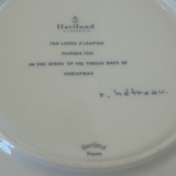 Haviland Limoges The 12 Days of Christmas Plate Ten Lords A Leaping 1979 Signed - Picture 5 of 6